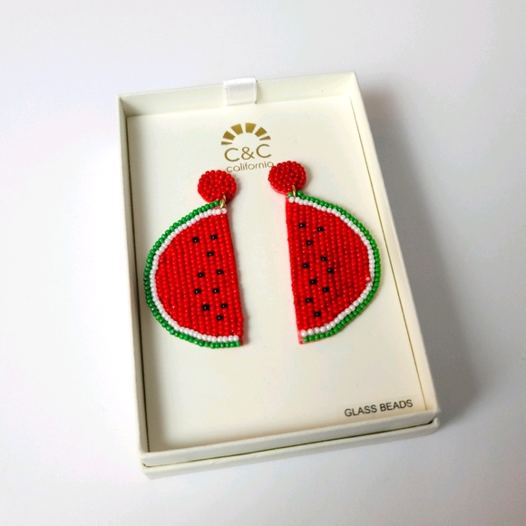 C&C California Jewelry - C&C California Watermelon glass beads earrings